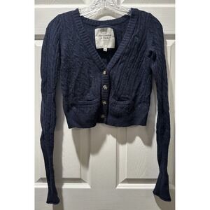Y2K Abercrombie & Fitch Vintage Wool Blend Cable Knit Cardigan Sweater Sz Small